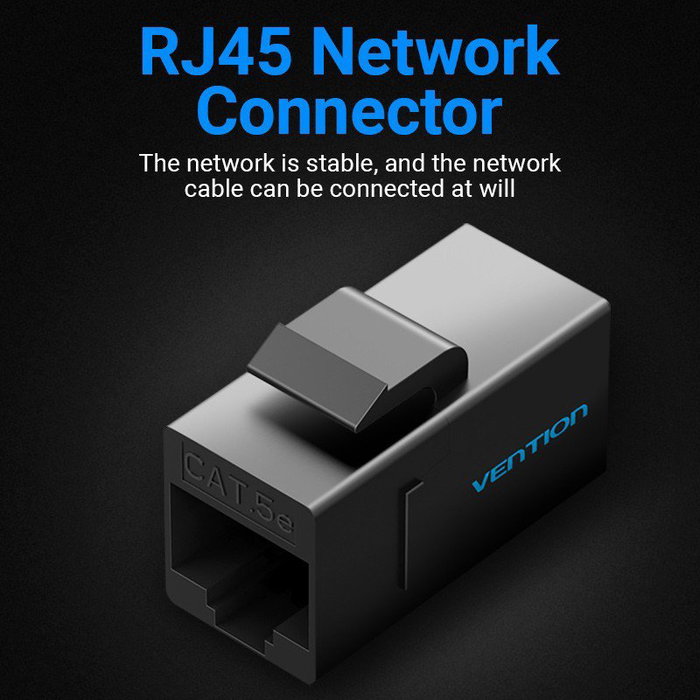 Vention VDD-B07-B Adaptador RJ45 Hembra a Hembra Cat5e Negro